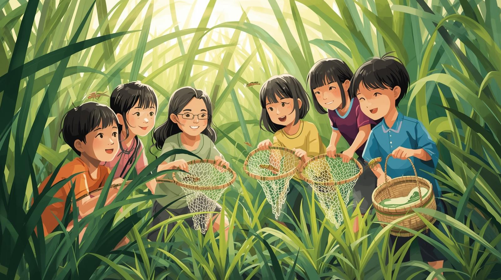 가을 메뚜기잡기 전통놀이