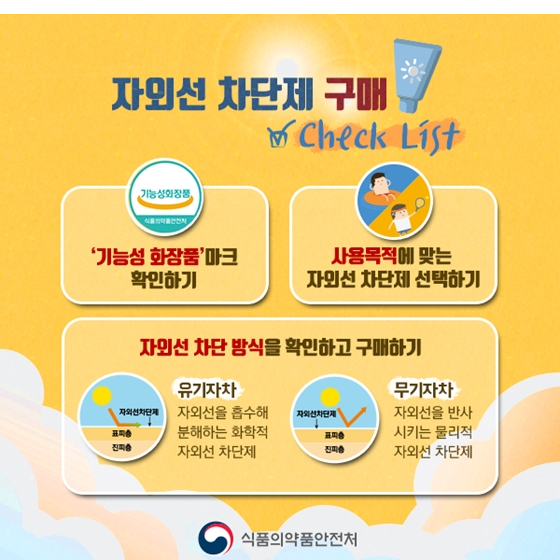 자외선 차단제 선택 시 확인 사항