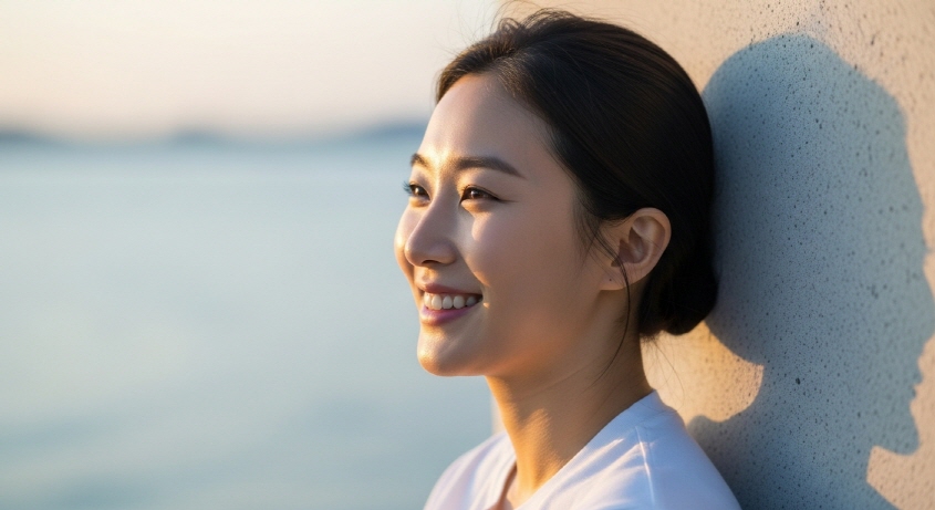 햇살 속 여성
