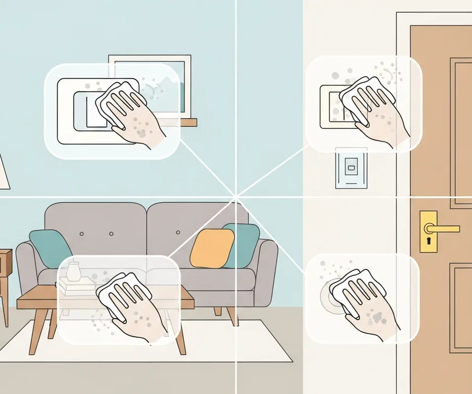 먼지 닦는 장면