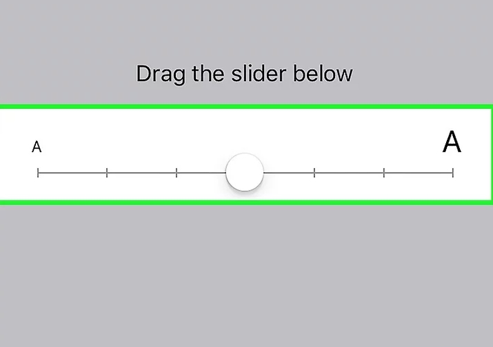 슬라이더를 드래그해서 테스트 크기를 조절하기