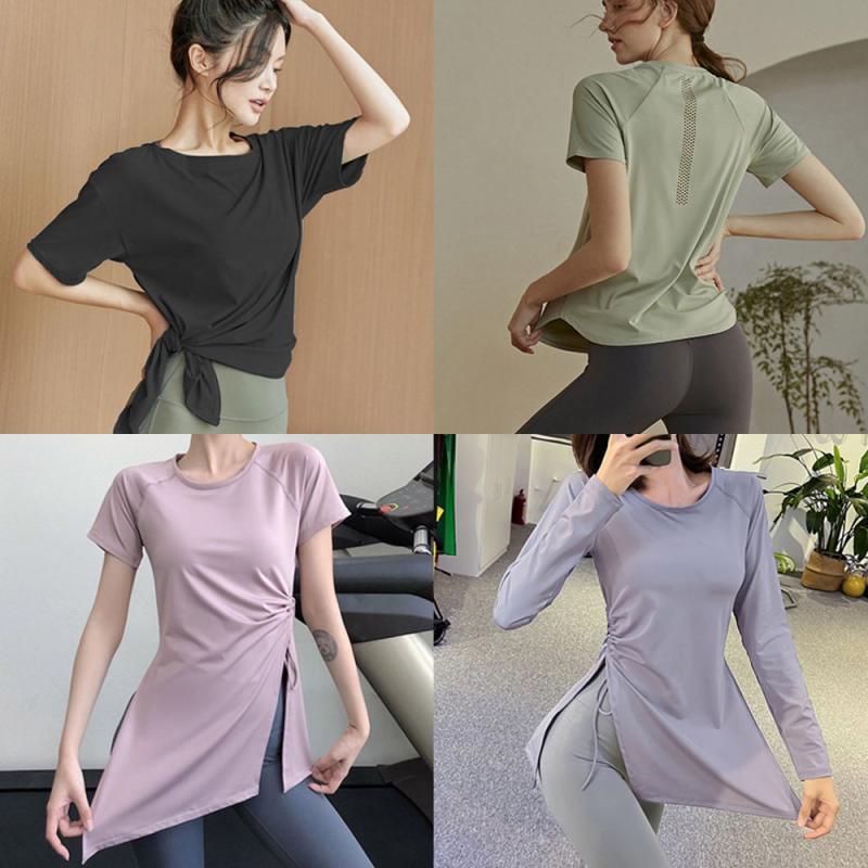 여성 요가복 필라테스복 요가복상의 필라테스옷 요가복장 옆트임 반팔
