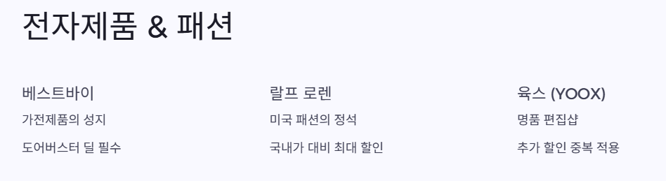 전자제품&amp;패션