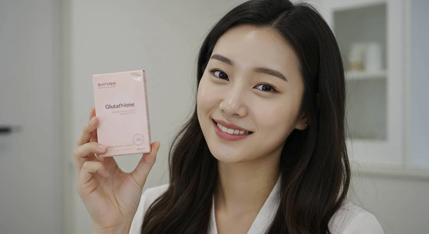 글루타치온을 들고있는 여자 이미지