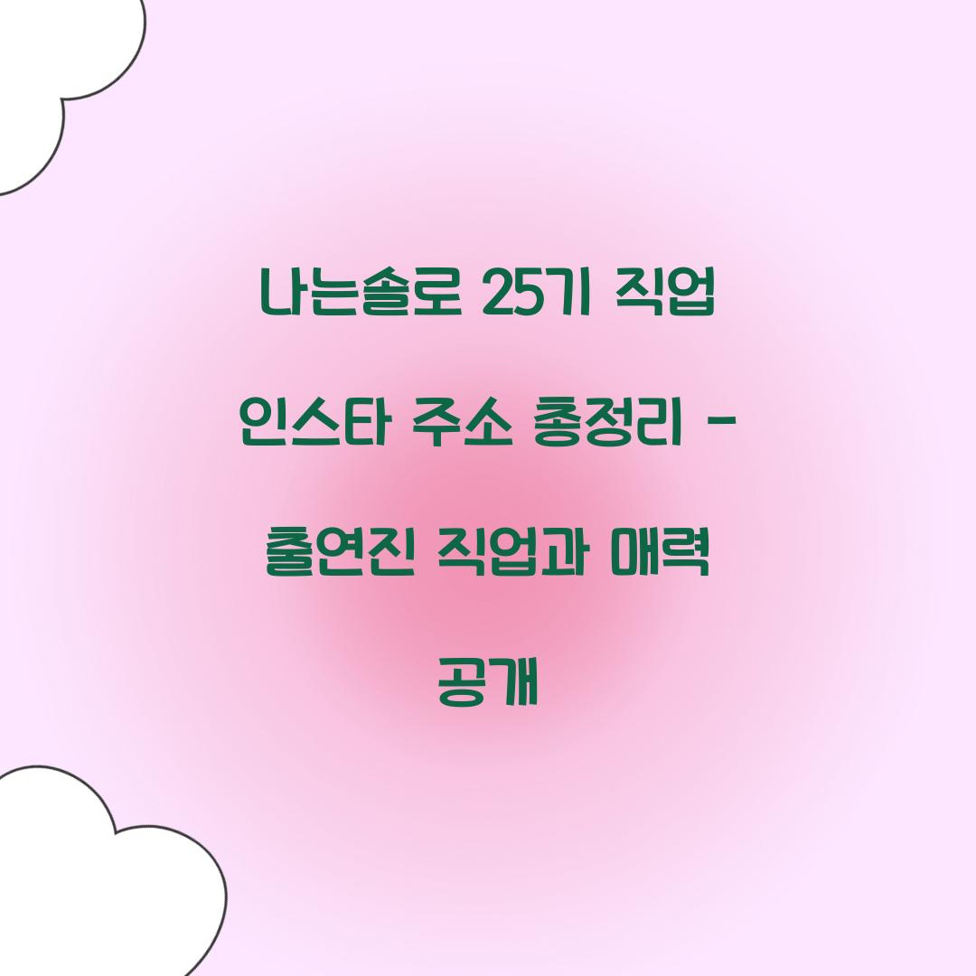 나는솔로 25기 직업 인스타 주소