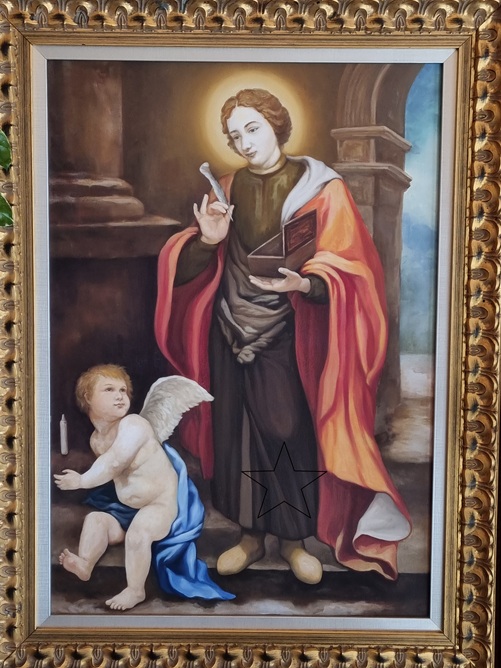 목포 연동성당의 주보성인 성 제랄드 그림입니다. 성당 출입문으로 들어가면 바로 오른편에 있습니다.