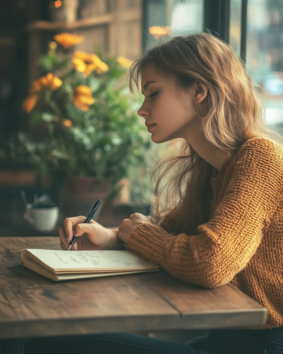 일기를-쓰고-있는-여성