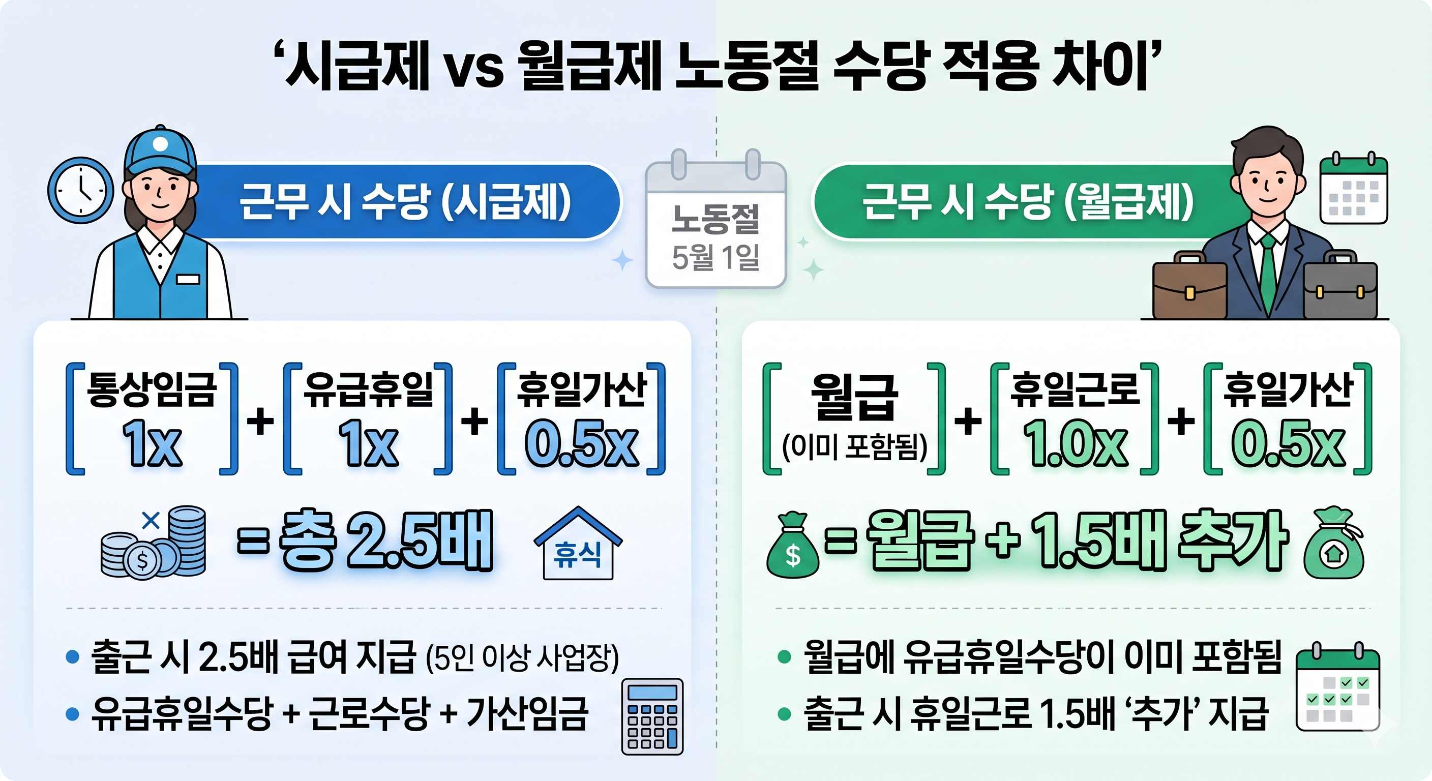 '시급제(일급제 포함)'와 '월급제'의 차이