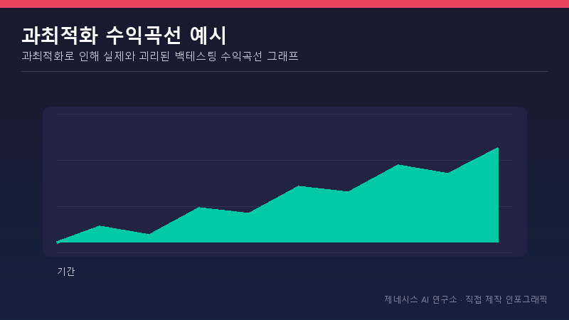 과최적화로 인해 실제와 괴리된 백테스팅 수익곡선 그래프