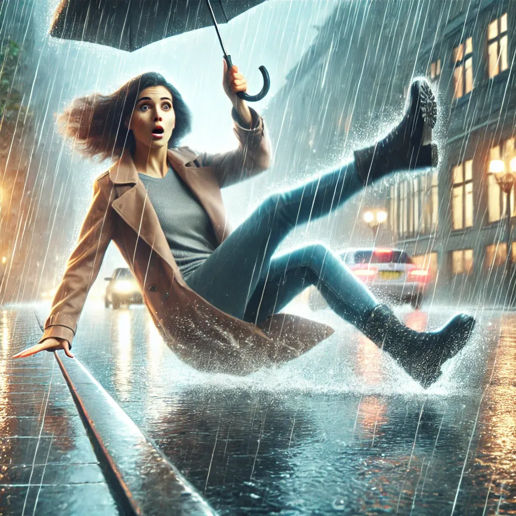 비 오는 날 미끄러져 무릎을 다치는 꿈