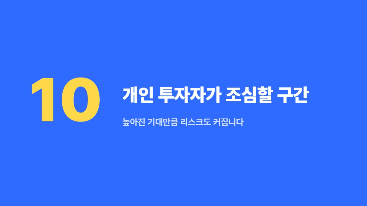 개인 투자자가 조심할 구간 — 높아진 기대만큼 리스크도 커집니다