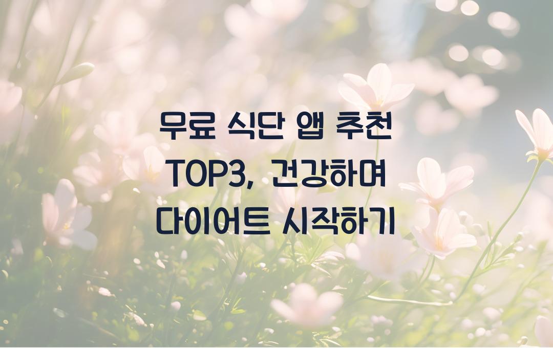  무료 식단 앱 추천 TOP3, 건강하게 먹기 시작!