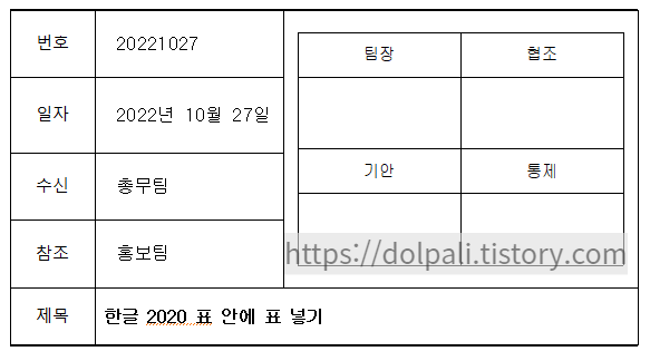 한글 표 안에 표 넣기