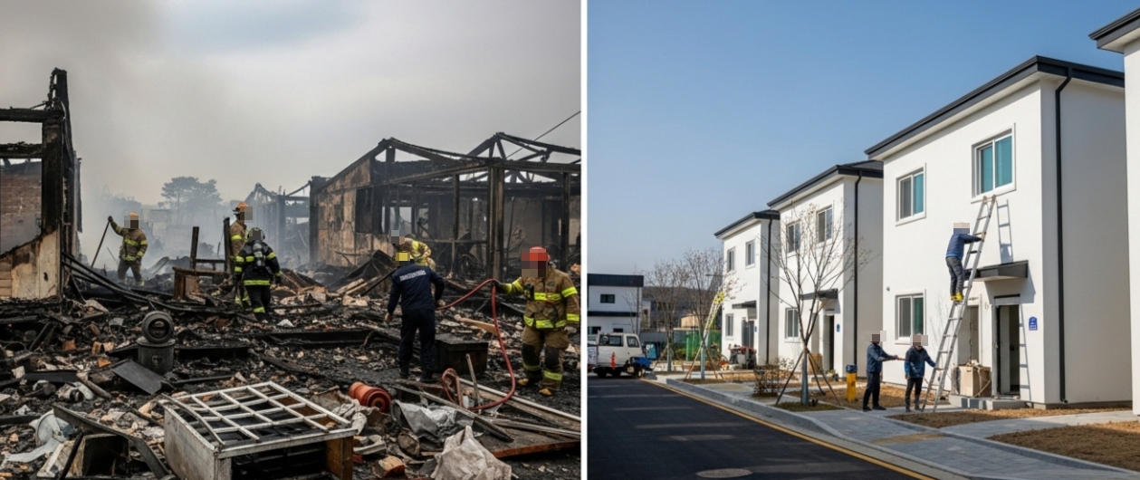 빌라 화재복구 작업 전 후