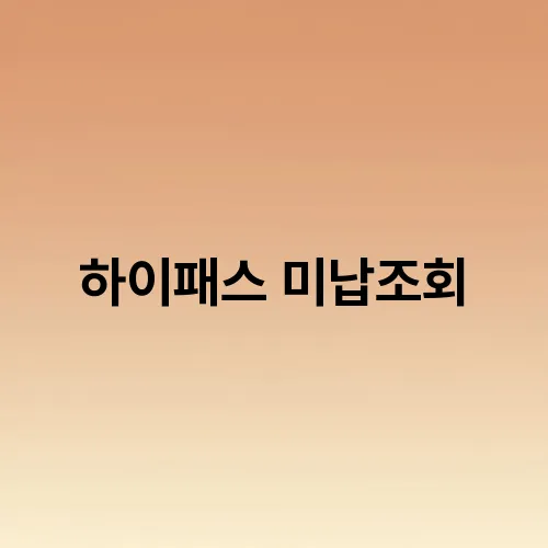 하이패스 미납조회