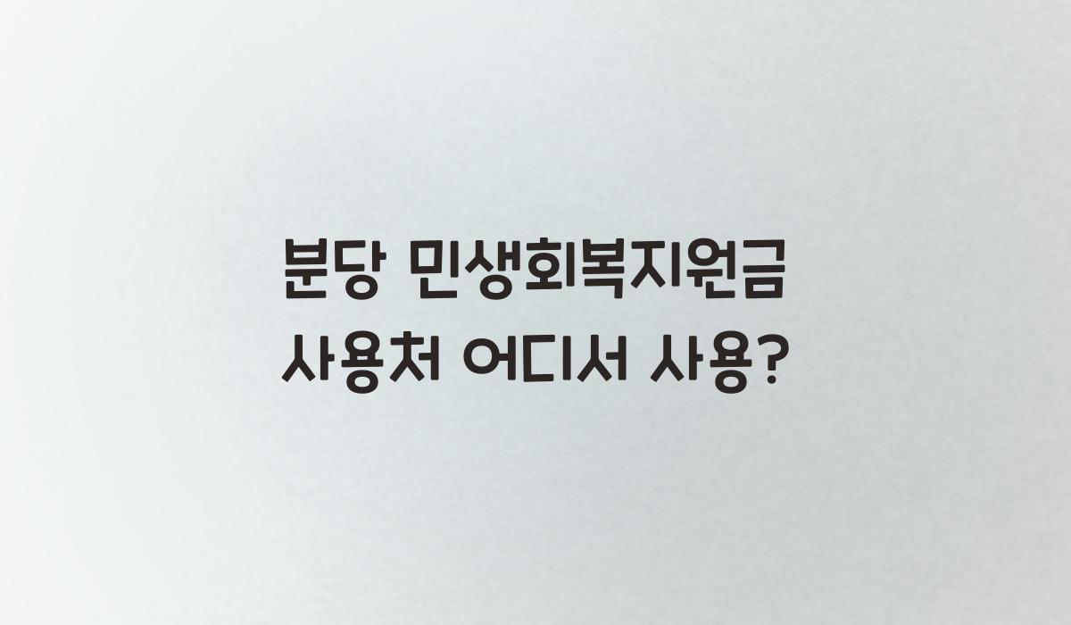 분당 민생회복지원금 사용처 어디서 사용?