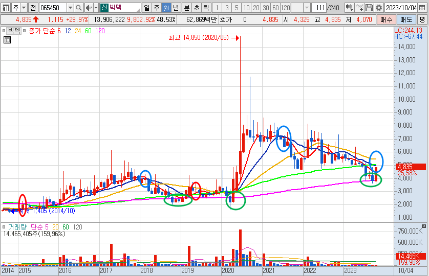 빅텍 월봉 차트