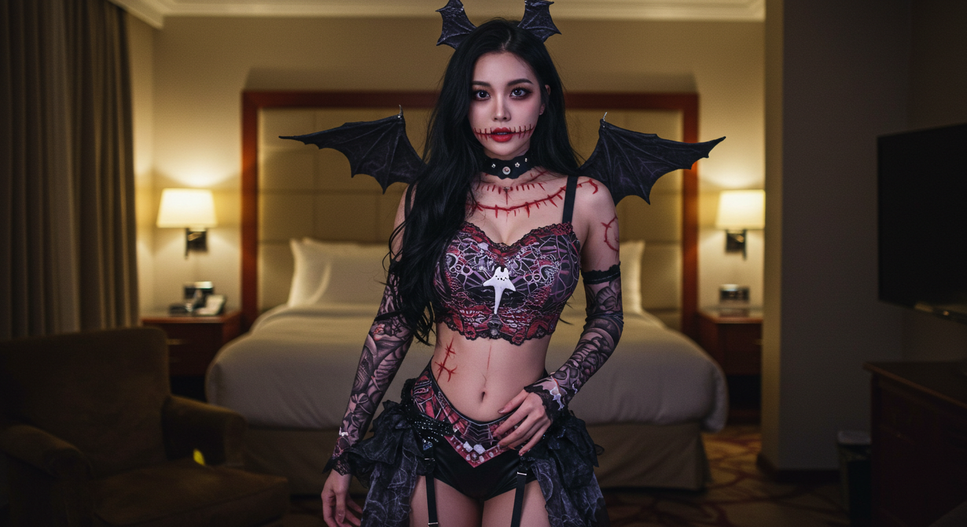 할로윈 코스프레를 한 여성