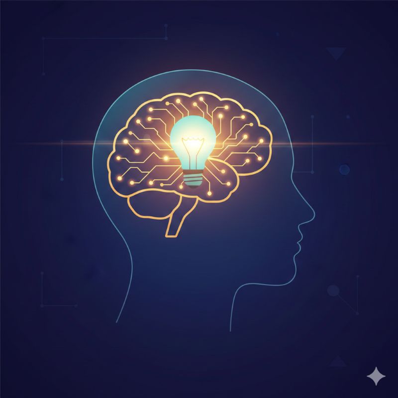 뇌 과학적 원리를 시각화한 신경 가소성과 긍정적 사고의 연결 이미지