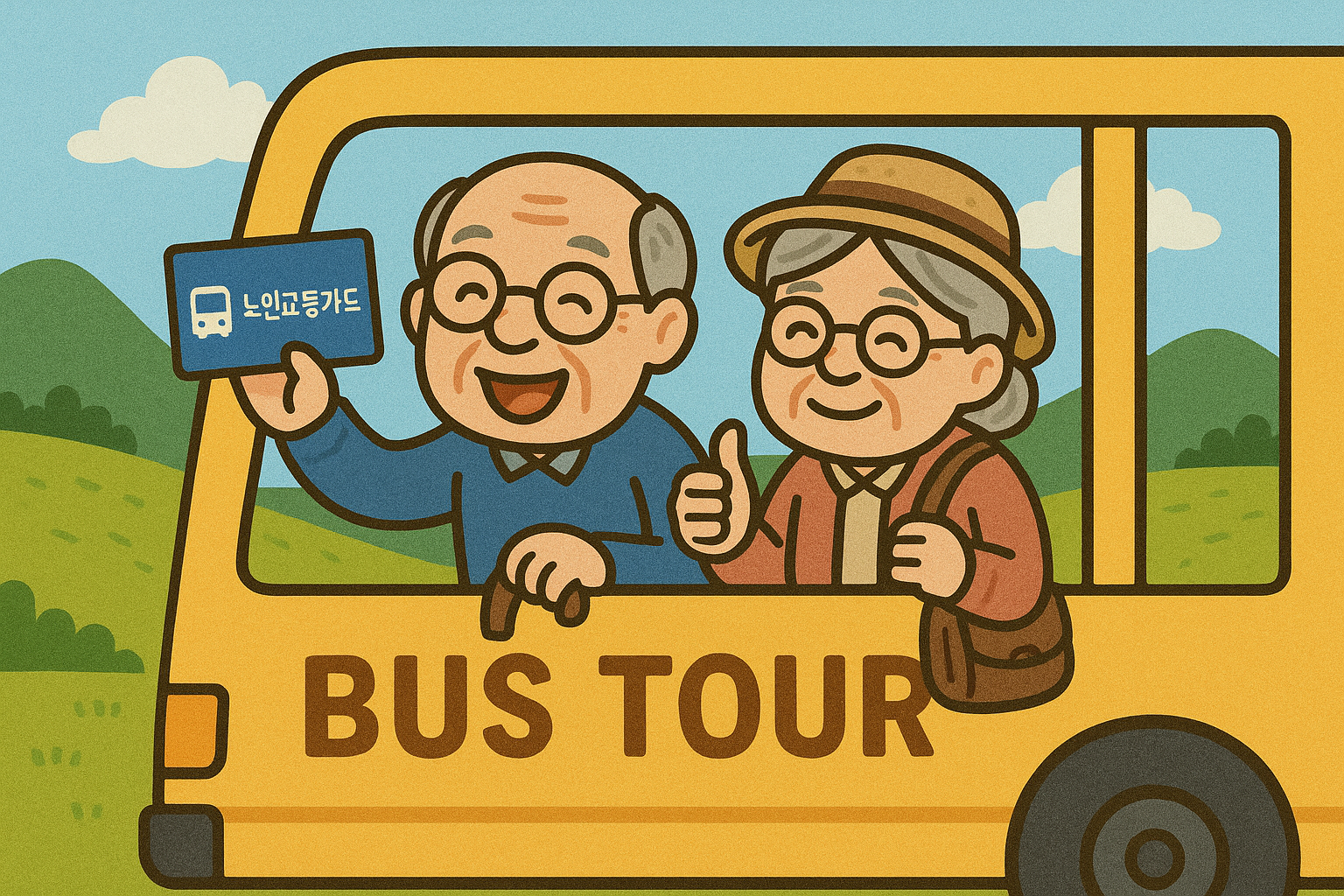 버스여행 떠나는 할아버지와 할머니, 노인 교통카드 발급 덕분에 더욱 즐거워요
