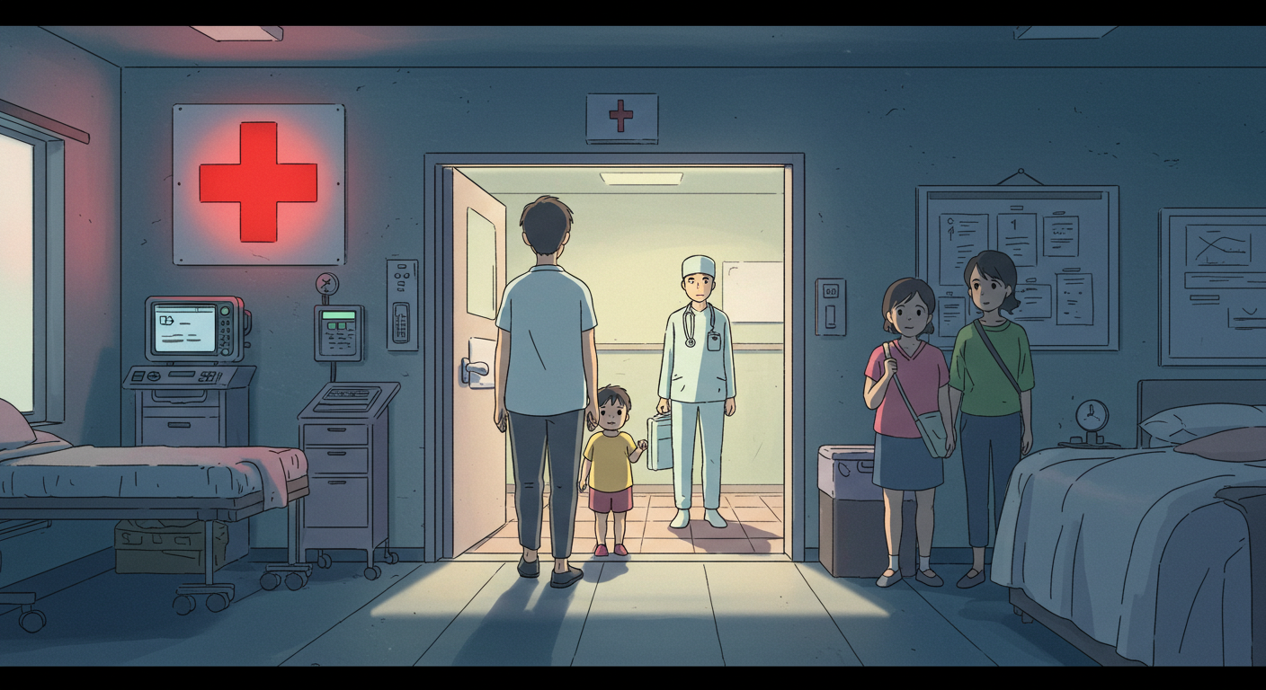 이상반응으로 병원 진료를 받는 장면