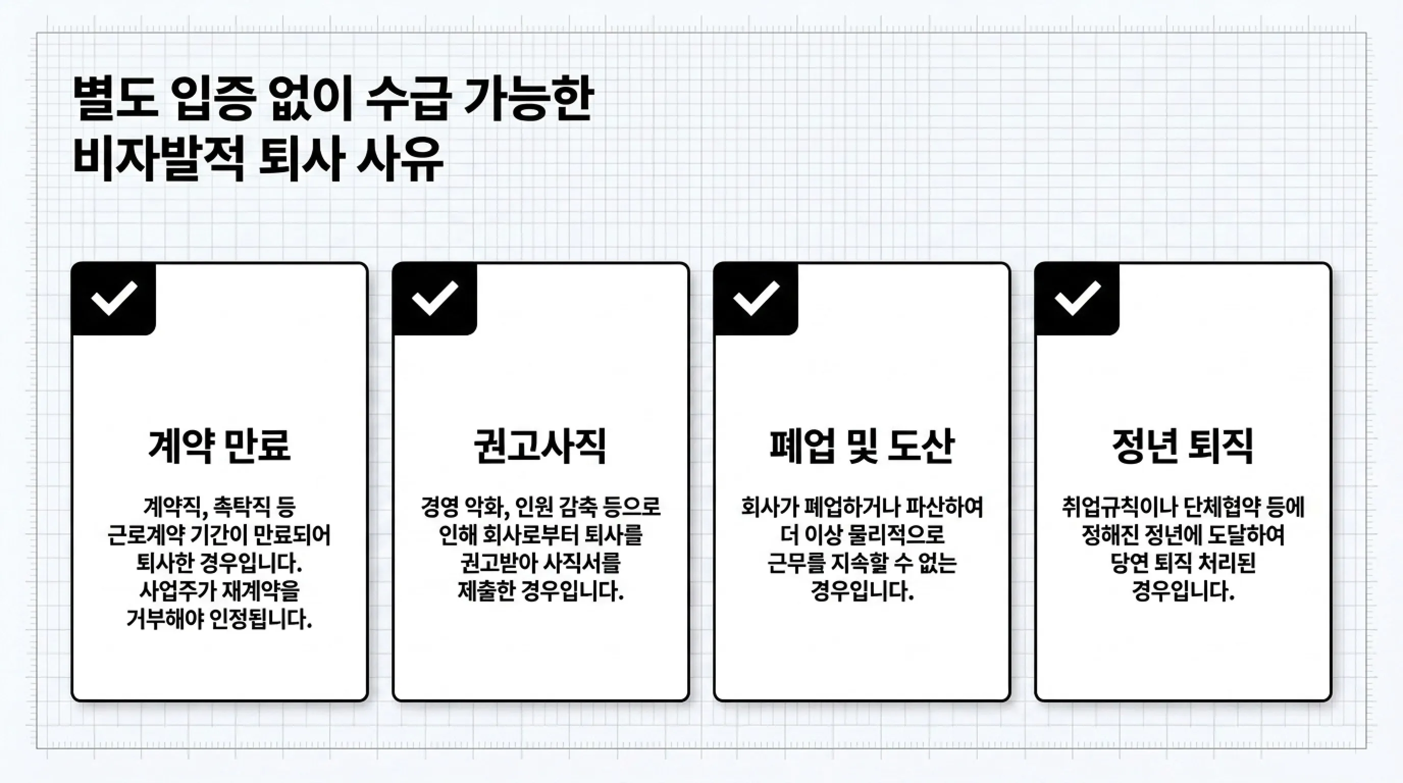 실업급여 받을 수 있는 퇴사 사유 총정리 비자발적 퇴사