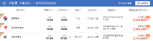 알트태그-7월 파리 항공권 검색결과