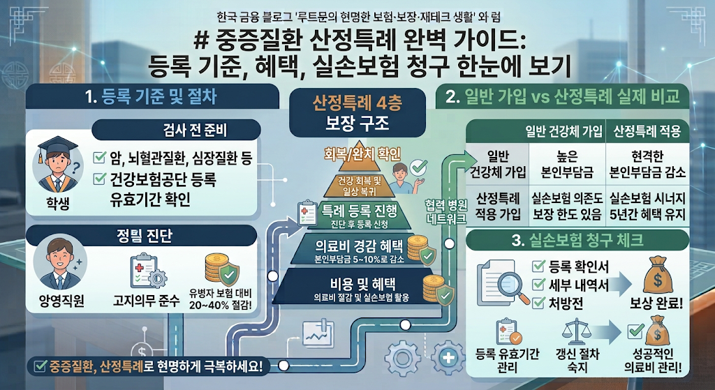 중증질환 산정특례 완벽 정리: 암·뇌·심장질환 등록 기준, 혜택, 실손보험 청구 한눈에 보기