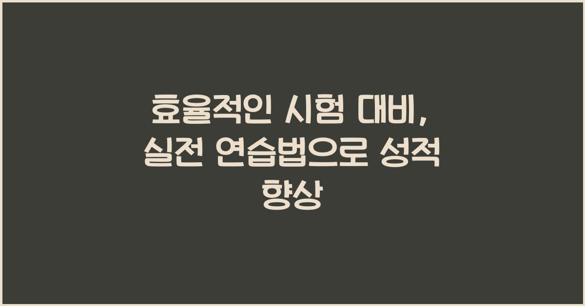 효율적인 시험 대비, 실전 연습법