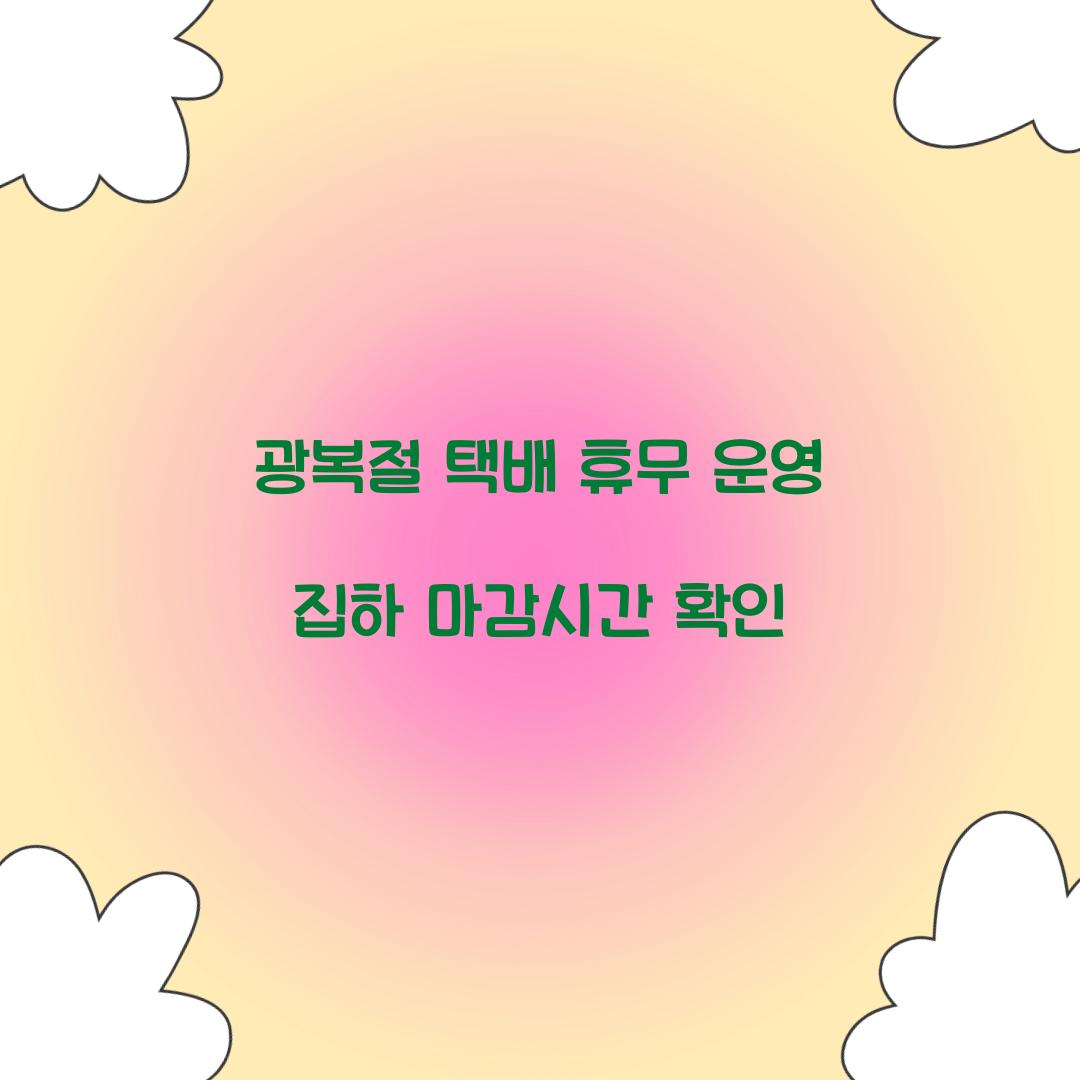 광복절 택배 휴무 운영 집하 마감시간 확인
