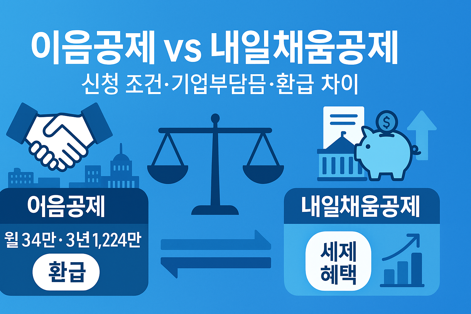 이음공제 vs 내일채움공제|신청 조건·기업부담·환급 차이