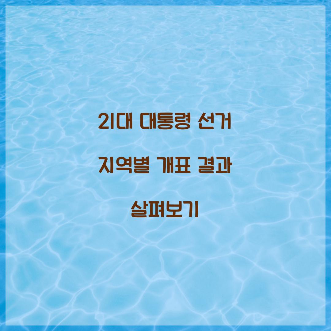 21대 대통령 선거 지역별 개표 결과