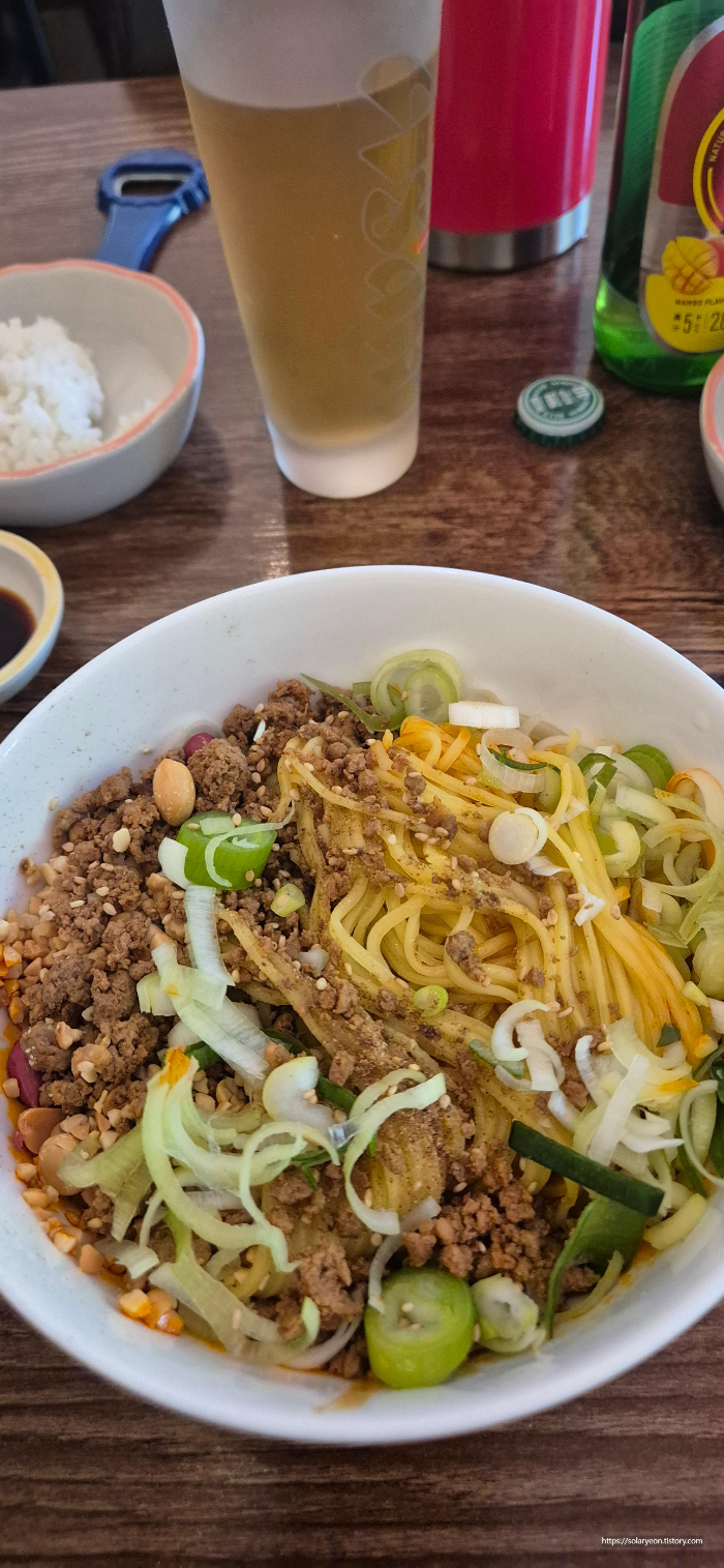 부천 맛집 진리면관 비빔탄탄면 망고맥주 조합 솔직후기