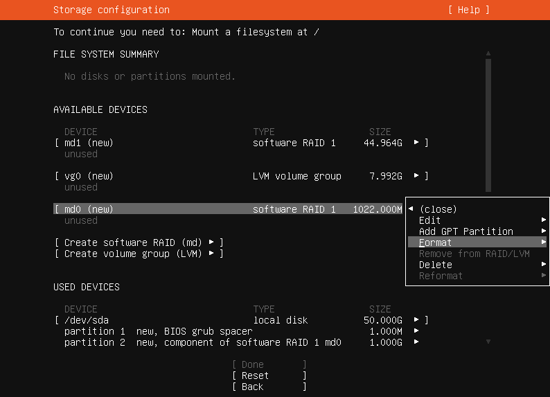 raid 파티션 포맷