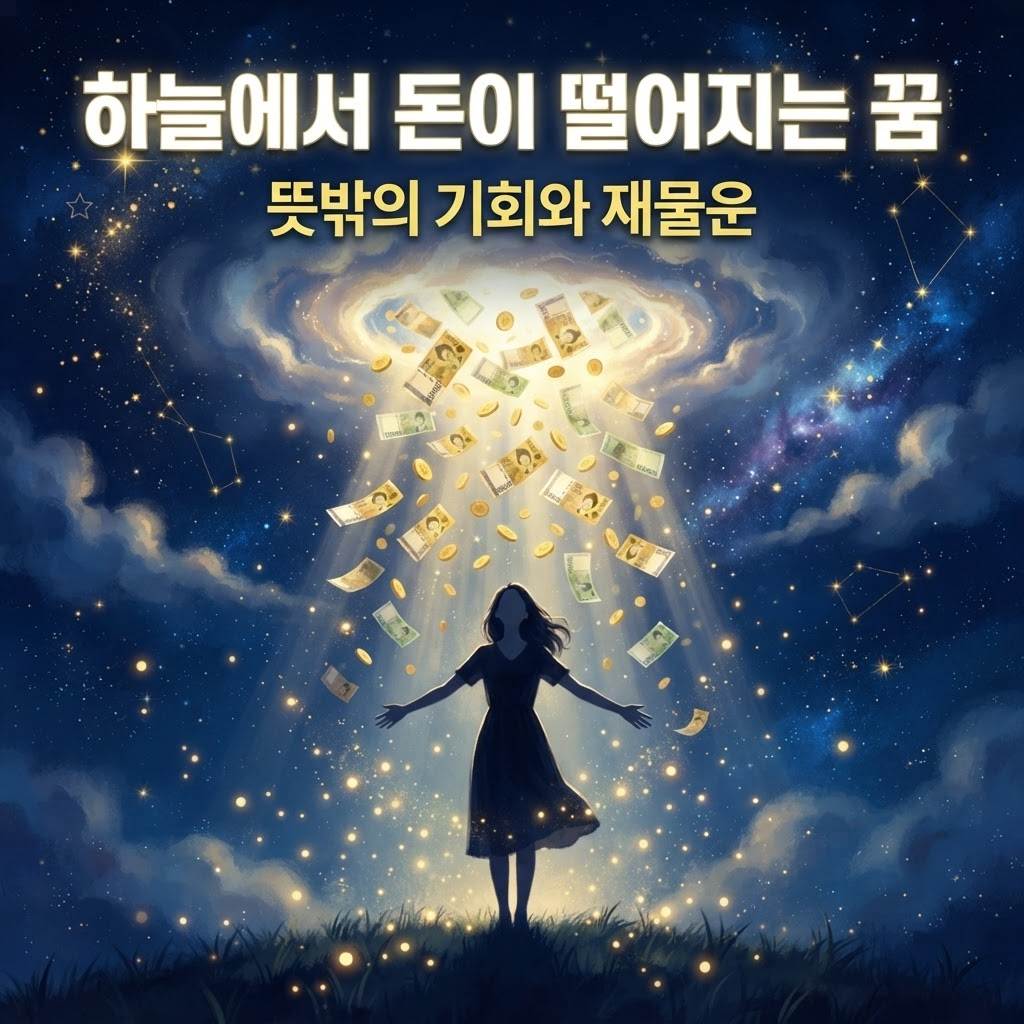 하늘에서 돈이 떨어지는 꿈 해몽 이미지