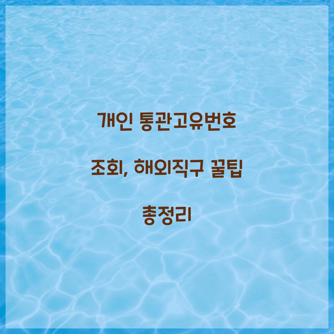 개인 통관고유번호 조회