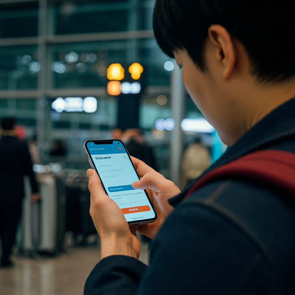 휴대폰으로-스카이스캐너-사용하는-사람09