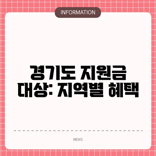 경기도 지원금 대상: 지역별 혜택