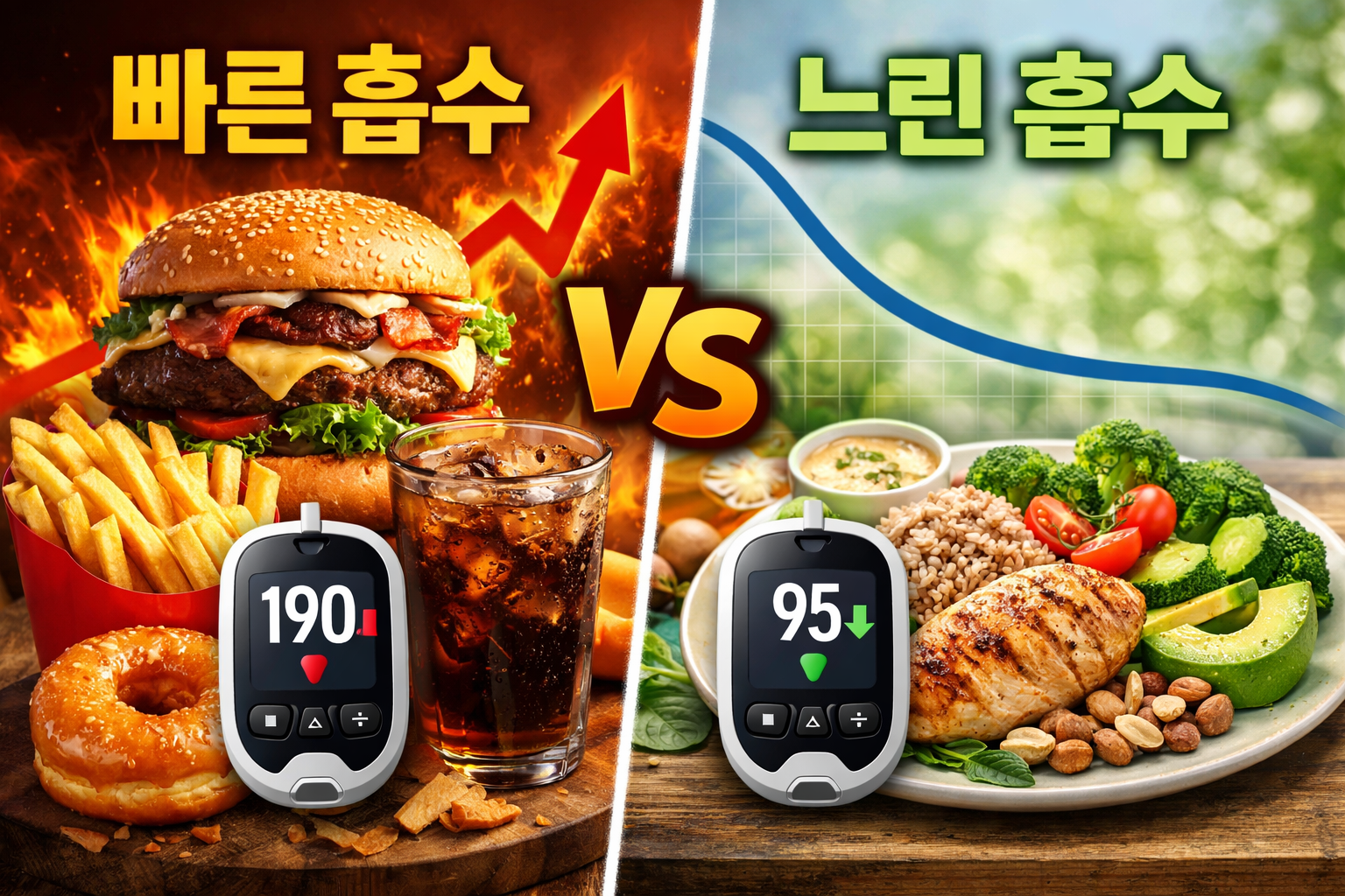 당 흡수 빠른 음식 조합 vs 느린 음식