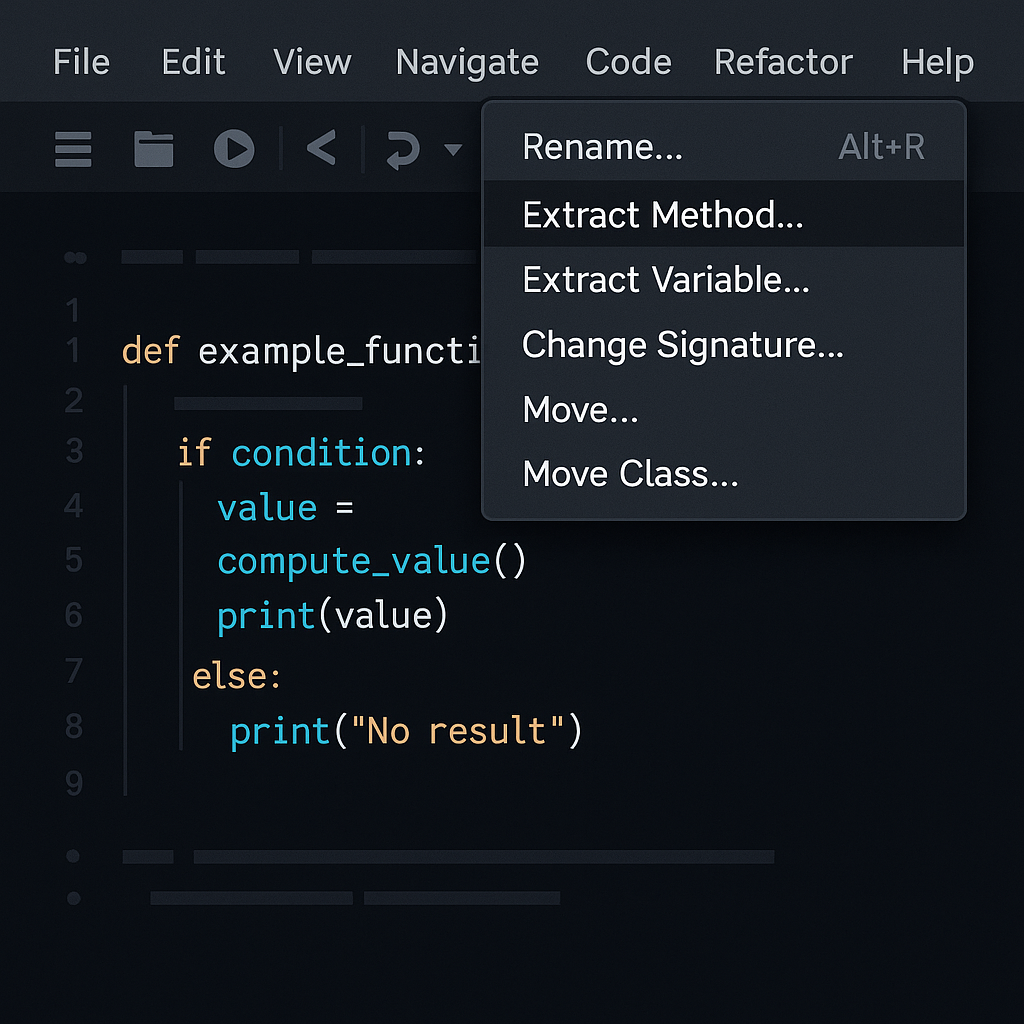 리팩토링 도구 인터페이스 - IDE에서 자동 리팩토링 기능 활용 화면
