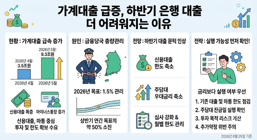 대출 증가에 하반기 은행 문턱 높아진다…신용대출·주담대 받기 전 확인할 것