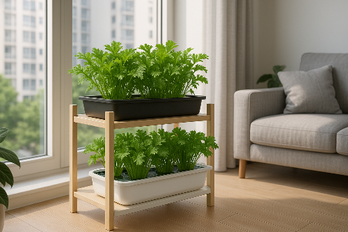 아파트 실내 농업에 적합한 쑥갓 기르기 (잎채소류)