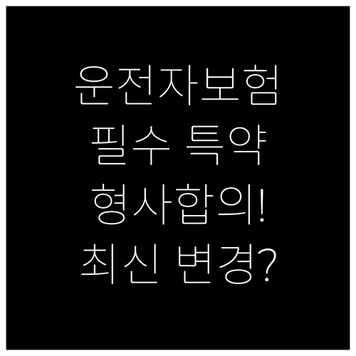 운전자보험 필수 담보 형사합의 특약의..