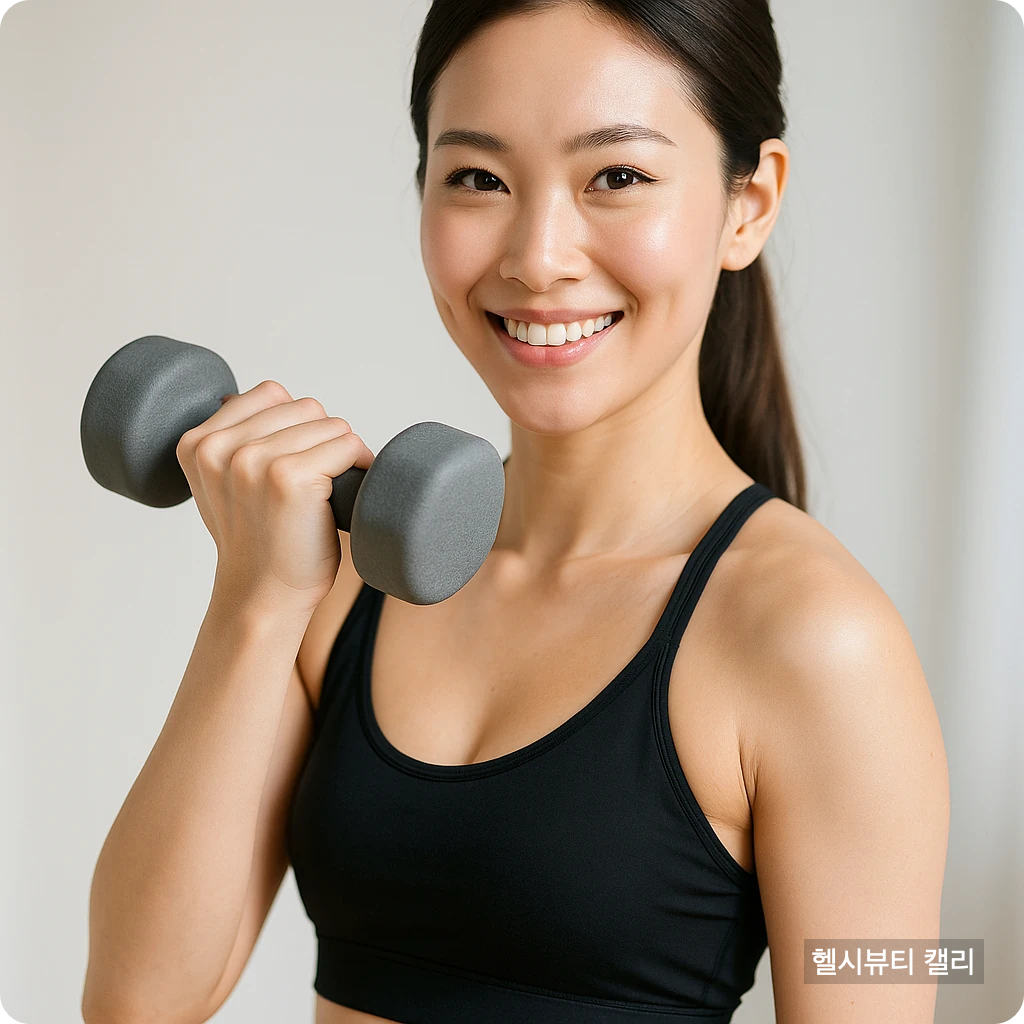 덤벨을 든 여성의 팔 운동 썸네일 – 이두·삼두 근육 강화