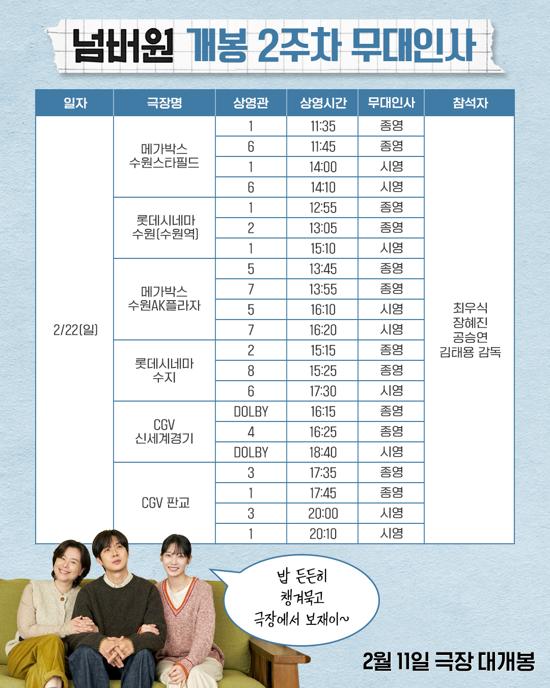 넘버원 설연휴 무대인사 경기(2/22)
