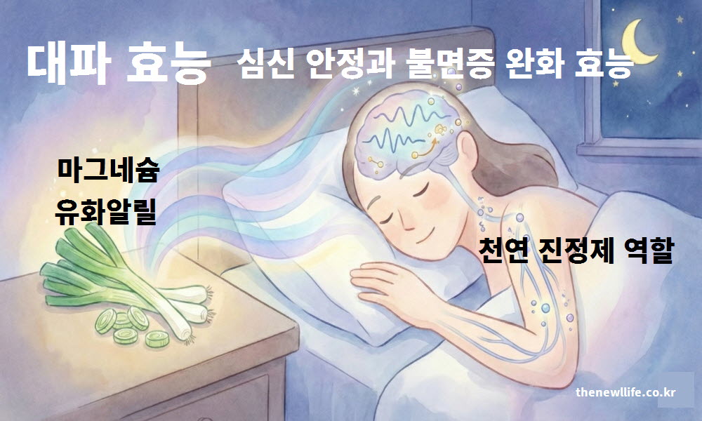 대파 효능이 뇌 신경을 안정시켜 심신 안정과 깊은 잠을 돕는 불면증 완화 인공 이미지