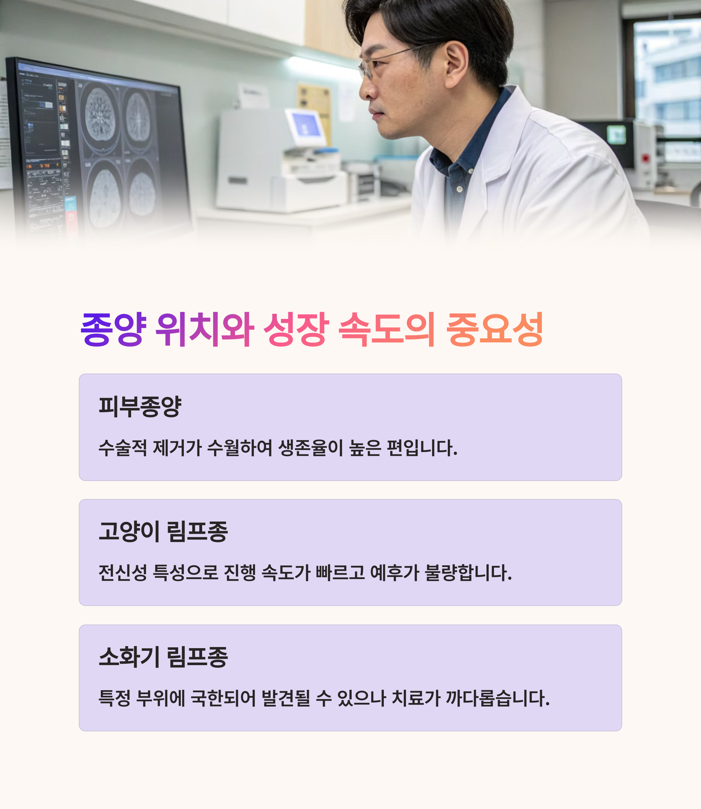 종양 위치와 성장 속도의 중요성