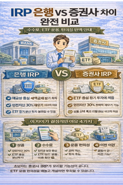 IRP 은행 vs 증권사 차이 요약 인포그라피