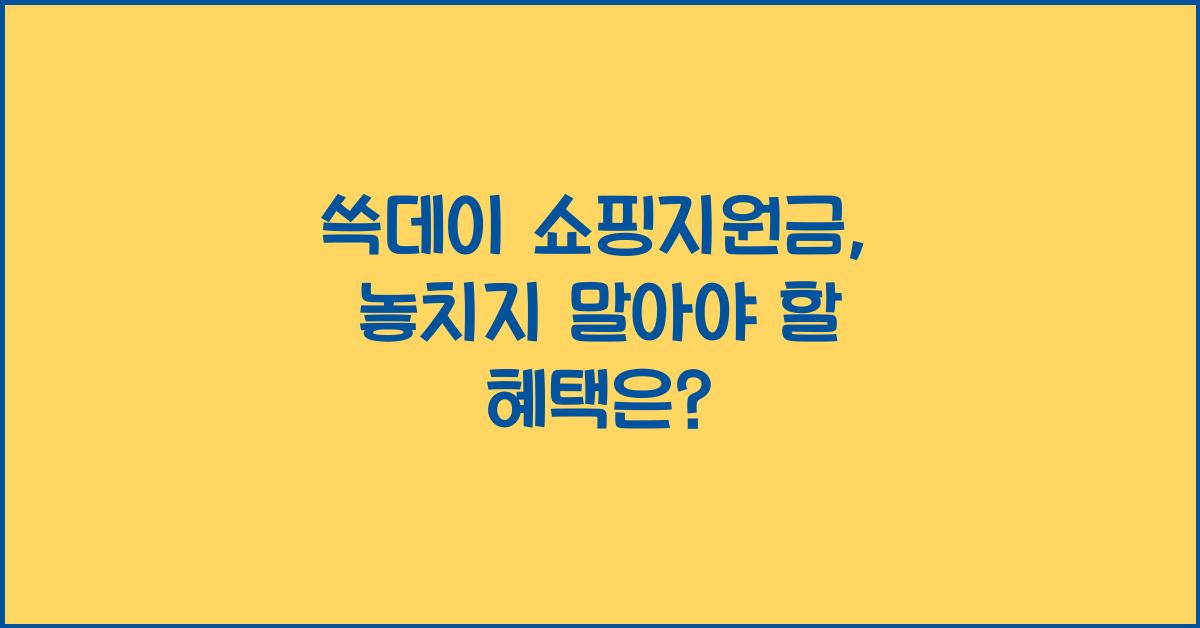 쓱데이 쇼핑지원금