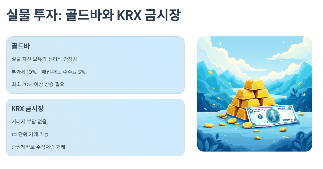 실물 투자: 골드바와 KRX 금시장